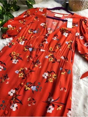 NWT Anthropologie Maeve Rust Red Floral Top